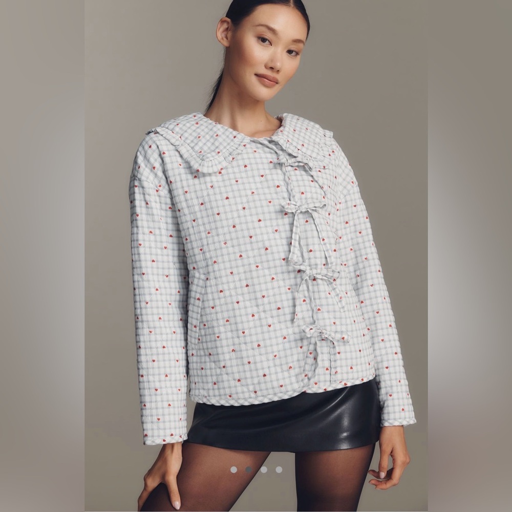 Anthropologie NWT The Hazel Heart Print Quilted Jacket by Maeve
